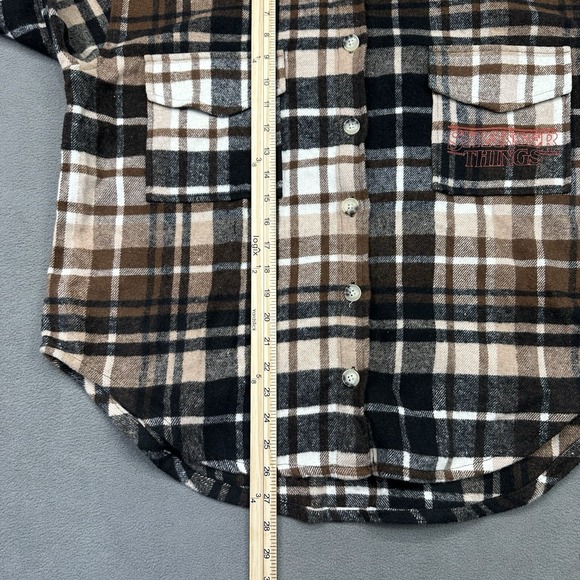 Stranger Things Shacket Women's L Wool Blend Black Brown Plaid Oversized NWT - Picture 7 of 12